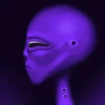 Étiquette du fondant parfumé 'ALIEN' à la cire de soja, inspiré du célèbre parfum. L'illustration est un portrait d'alien, évoquant une fragrance mystérieuse, florale et ambrée
