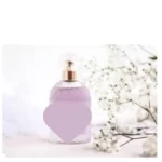 Étiquette du fondant parfumé 'Insolence' à la cire de soja. L'illustration montre un flacon de parfum de luxe, évoquant une fragrance florale et fruitée à la violette.