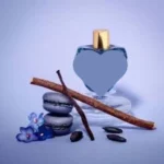 Étiquette du fondant parfumé 'Ange' à la cire de soja, inspiré du célèbre parfum Angel. L'illustration est une photo d'une statuette d'ange, évoquant un parfum gourmand, oriental et puissant.